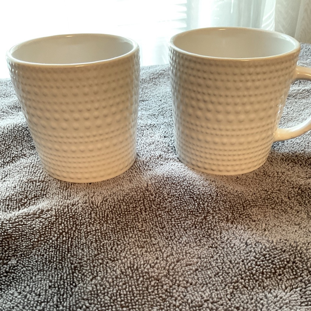 Pair White hobnail cups